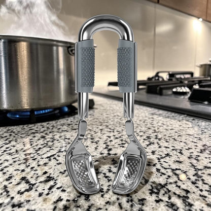 Premium Stainless Steel Anti-Scalding Dish Gripper - Heavy Duty Hot Bowl & Plate Clip Retriever Tongs for Kitchen Cooking