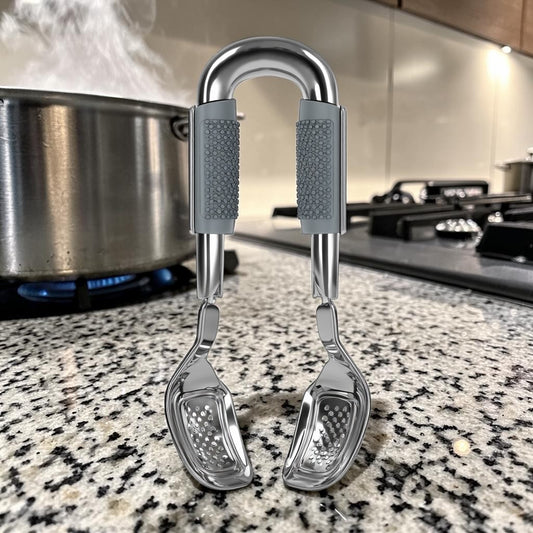 Premium Stainless Steel Anti-Scalding Dish Gripper - Heavy Duty Hot Bowl & Plate Clip Retriever Tongs for Kitchen Cooking
