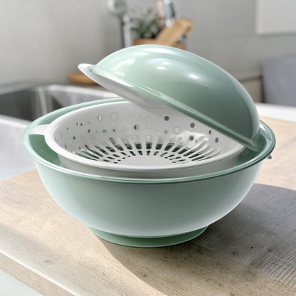 Blont Double-Layer Rotating Vegetable Drain Basket - 2-in-1 Multifunctional Kitchen Colander & Strainer Bowl Set